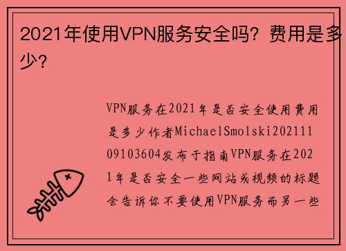 2021年使用VPN服务安全吗？费用是多少？